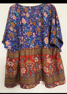 Boho Floral Print Kimono Plus Size Top