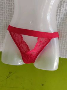 Lace Trim Red Briefs