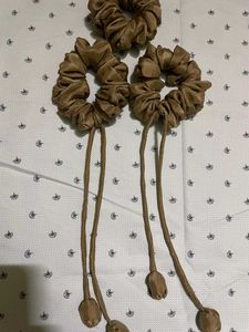 Brown Scrunchies with Ties - Set of 3