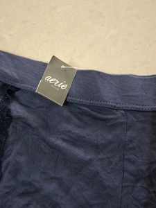 S Navy Blue Lace Trim Sleep Shorts