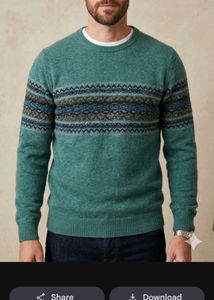 Men's Teal Fair Isle Sweater