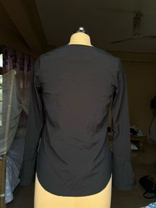Chic Black V-Neck Button-Down Top