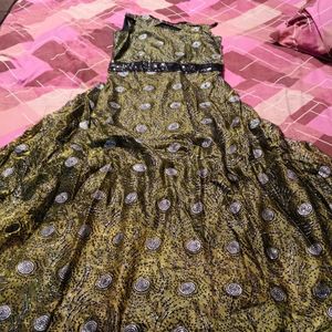 Elegant Peacock Print Gown