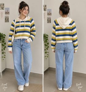 Striped Cropped Hoodie