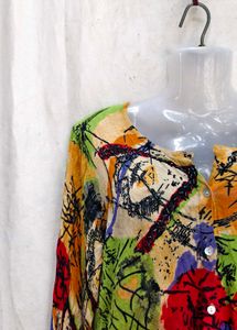 Colorful Abstract Print Button-Up Top