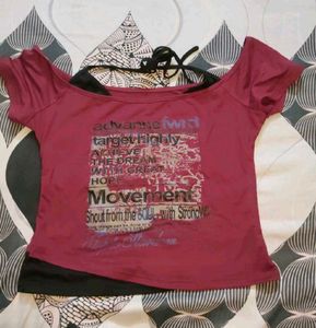 Off-Shoulder Graphic Print Hip Hop Top