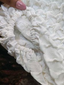 White Criss-Cross Top With Puffy Sleves