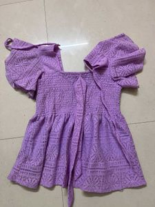 Lavender Smocked Puff Sleeve Top