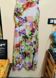 Vibrant Abstract Print Maxi Dress