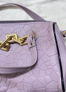 Lilac Textured Chain Crossbody Bag