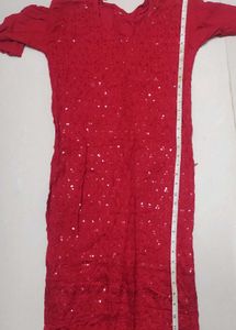Stunning Red Sequinned Kurta