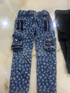 Denim Pants For Kids One Is Full Length And Other Is 3/4 Can B  Worn… For Black  Pant Only Button Has Come Out Need To Add 1