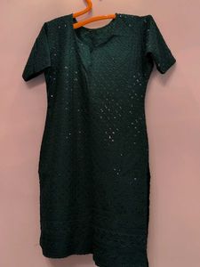 Elegant Dark Green Sequin Kurta