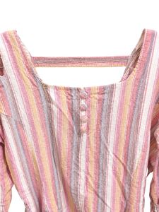 Unique Back-Design Striped Top with Flared Hem🎀