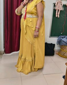 Lehenga Saree With Stitched Blouse And Belt