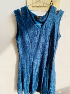 Blue Lace Cutout Dress