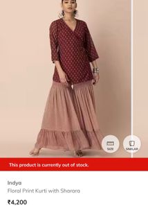 Maroon Printed Kurta with Skirt Set