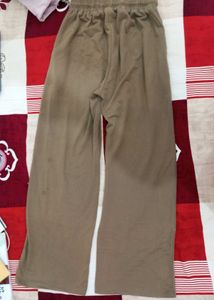 Brown Track Pants with White Stripes