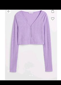 Lilac Ribbed Cropped Cardigan