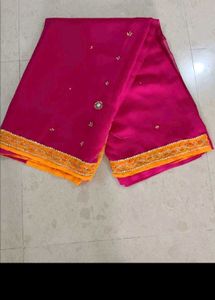 Beautiful Pink &amp; Yellow Embroidered saree