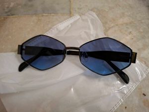 Unique Hexagonal Blue Lens Sunglasses