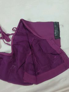 Beautiful Embroidered Purple Saree with blouse