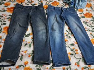 Men's Blue Black Denim Jeans - Set of 2