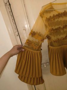 Yellow Floral Sheer Bell Sleeve Top