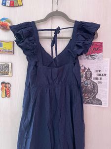 Ritu Kumar Navy Blue Ruffled Midi Dress