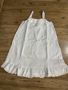 Striped Nightgown with Lace Trim