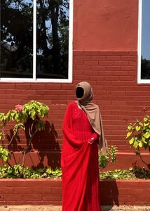 Vibrant Red gown with Intricate Work