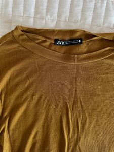 Zara Brown top &amp; H&amp;M White Ribbed to