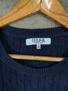 USPA Blue Cable Knit Sweater