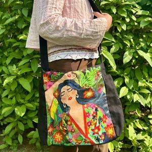 Brand new Handpainted Large spring Girl tote bag