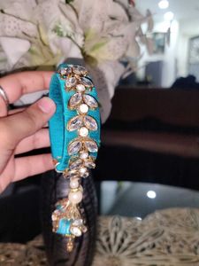 Exquisite Teal Embellished Bangle Bracelet