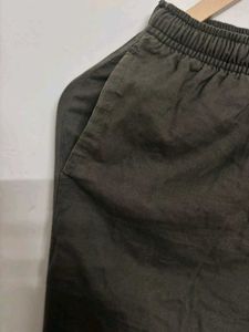 Dark Olive Green Relaxed Fit Pants