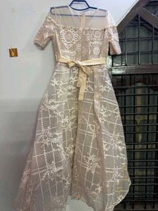 Elegant Lace Gown with Belt