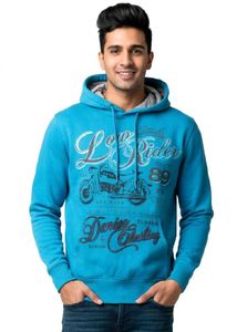 Vtg Blue "Low Rider" Graphic Hoodie