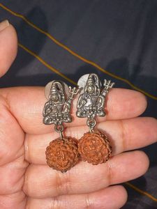Lord Shiva Rudraksha Earrings with ring