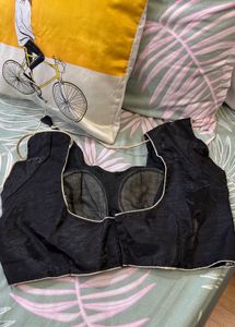 Elegant Black Blouse with Gold Trim