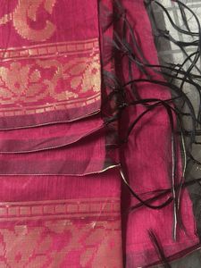 Elegant Pink Silk dupatta with Gold Zari