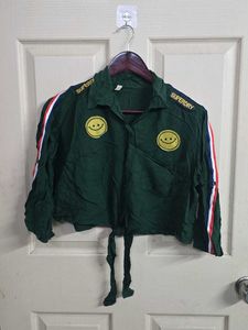 Superdry Green Smiley Face Crop Shirt