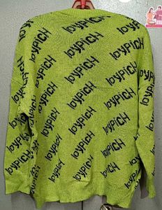 Stylish UniSex Green "loyPICH" Print Sweater