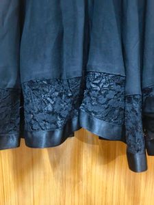 Black Lace Detail Fit And Flare Dress