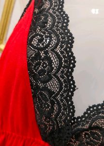 Sexy Red Babydoll with Black Lace Trim