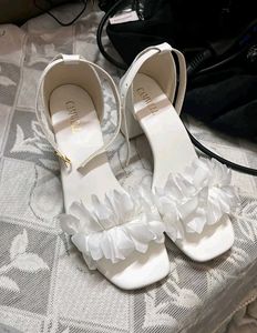 White Feather Like Heels