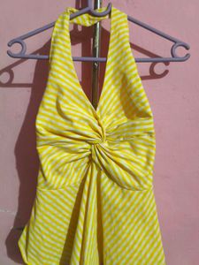 Yellow Gingham Tie-Front Top