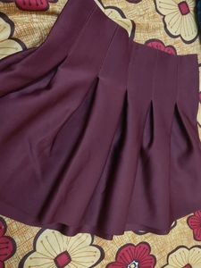 Burgundy Pleated Mini Skirt