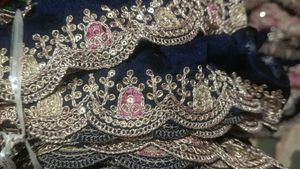 Lace cut work  navy blue colour