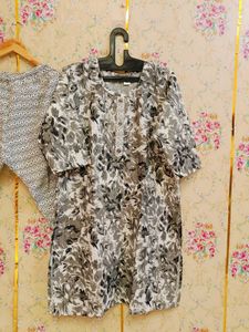 🇳🇿💫🎀Elegant Grey Floral Print Kurta Set